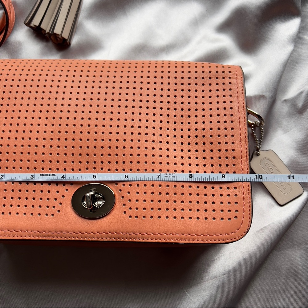 Coach Women’s Legacy Coral Perforated Leather Penelope Shoulder Crossbody Bag - Picture 10 of 13
